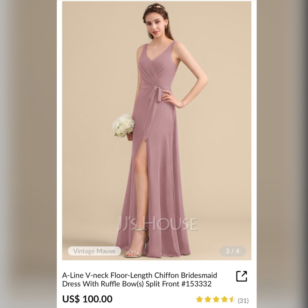 COPY - Vintage Mauve A-Line bridesmaid dress